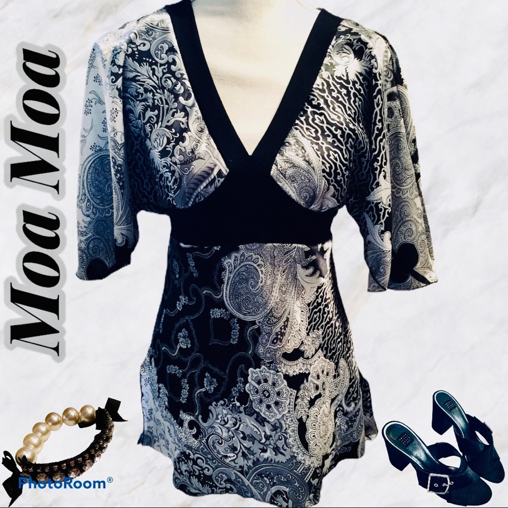 Moa Moa Short Sleeve Satin Top.